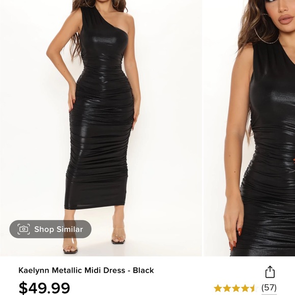 Fashion Nova Black Metallic MIDI Dress